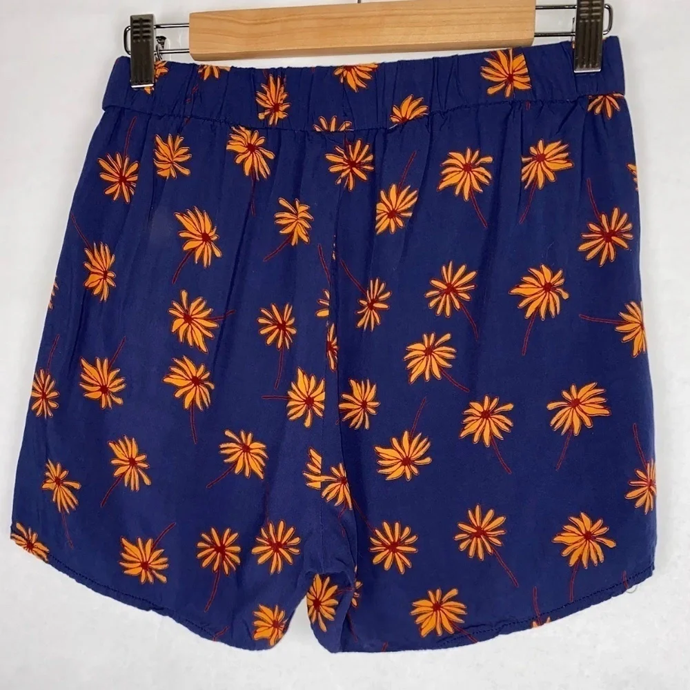 Madewell Navy Blue Daisy Floral Pull On Shorts with Pockets, size XS EUC